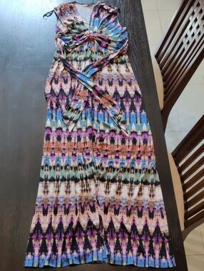 Eliza J Black and Pink Abstract Print Dress